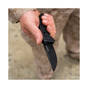 Cutit pliabil SOG-TAC XR Blackout 12-38-01-41, lama Clip Point CRYO D2 Black TiNi, XR Lock, Flipper, Thumb Stud, maner G10 Black, EDC Tactical - Img 7