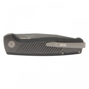 Cutit pliabil SOG Terminus SJ LTE Carbon Graphite TM1006-BX, lama Drop Point CPM S35VN TiNi Graphite, Slip Joint, Nail Nick, maner Carbon Fiber, EDC Premium - Img 7