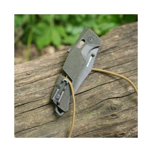 Cutit pliabil SOG Trident AT OD Green Serrated 11-12-11-41, lama Clip Point CRYO D2 partial zimtata, deschidere asistata, AT-XR Lock, taietor de centura, spargator geam, maner GRN OD Green - Img 8