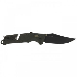 Cutit pliabil SOG Trident AT Olive Drab 11-12-03-41, lama Drop Point CRYO D2 Black TiNi, deschidere asistata S.A.T., AT-XR Lock, taietor de centura, spargator de geam, maner GRN Olive Drab