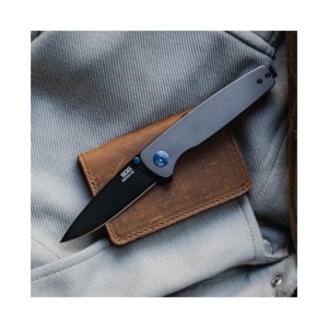Cutit pliabil SOG Twitch III Gray 11-15-03-43, lama Drop Point D2 Satin, deschidere asistata S.A.T., Lockback, maner aluminiu gri, EDC Premium - Img 8