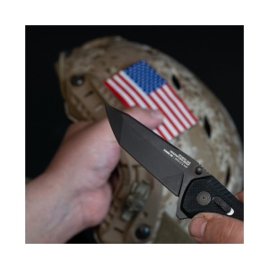 Cutit pliabil SOG Vision XR Straight 12-57-01-57, lama Tanto CTS XHP Black TiNi, XR Lock, Thumb Hole, maner G10 Black, EDC Tactical - Img 7