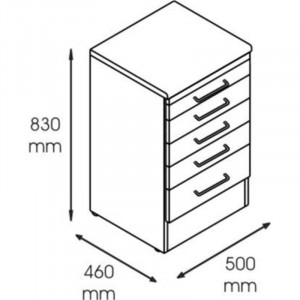 Dulap metalic cabinet medical/stomatologic cu 5 sertare, 500x460x830 mm - Img 2