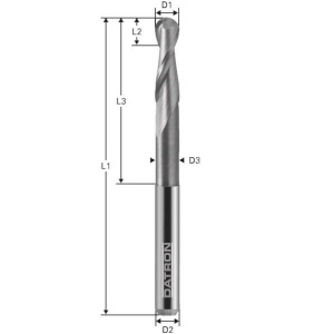 Freza cu varf rotund, Datron 0078508, Toric Cut, raza 4.0, 8.0x8.0mm - Img 3