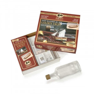 Golden yacht - Navomodel in sticla, Scara 1:300, Lungime 9,5cm, Amati Italia - Img 3