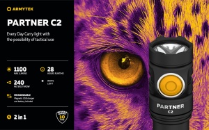 Lanterna tactica Armytek Partner C2 Magnet USB White 1100 lm cu acumulator inclus - Img 5