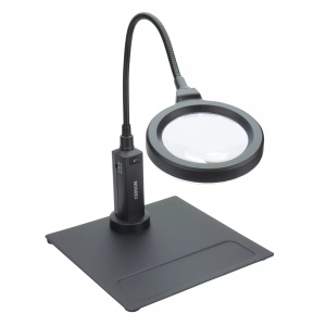 Lupă flexibilă iluminată LED, cu lentilă spot 4x și bază magnetică - Carson - Img 1
