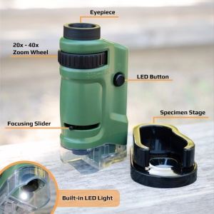 Microscop de buzunar cu zoom și iluminare LED, Carson - Img 3