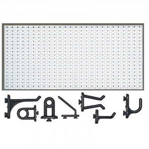 Panou perforat orizontal de 1000x500mm alb cu set de 20 carlige plastic - Img 2
