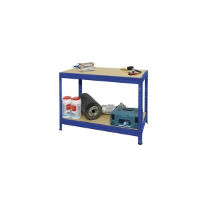 Raft metalic cu 2 polițe din lemn Profi 870x600x1200 mm max. 300 kg/poliță, montaj rapid cu cleme (masă de lucru)