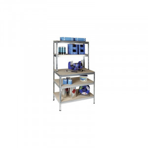 Raft metalic cu 5 polite din lemn 1000x300/600x1800 mm max. 100 kg/polita, montaj rapid cu cleme