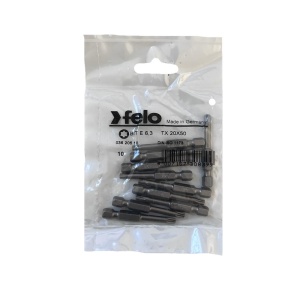 Set 10 biti Felo, seria Industrial profil Torx, E6.3, TX20, 50mm - Img 1