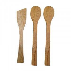 Set 2 linguri si spatula de cioplit din lemn de cires - Img 2