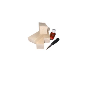 Set 4 blocuri din lemn de paltin pentru cioplit cu 50 ml ulei in + cutit sculptura basic, Morakniv - Img 1