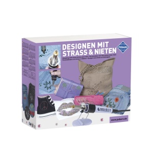 Set complet pentru decorare cu strasuri si nituri, include 440 de pietricele decorative cu alte accesorii, Pebaro