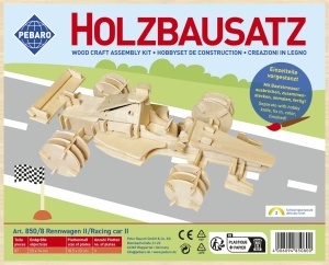 Set de constructie din lemn „Masina de curse II” debitat laser Pebaro - Img 2