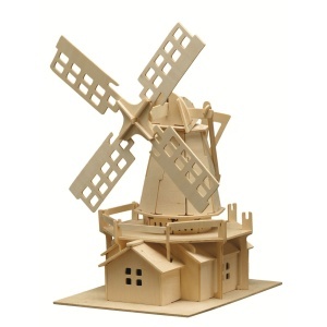 Set de constructie din lemn „Moara de vant” debitat cu laser Pebaro