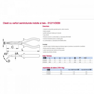 512/1VDEBI Cleste/Patent izolat cu varfuri semirotunde indoite si tais, Unior - Img 3