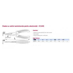 512/4E Cleste cu varfuri semirotunde pentru electronisti, Unior - Img 4