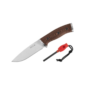 Cutit de supravietuire Buck 863 Selkirk 0863BRS-B, lama 11.7 cm, otel 420HC, maner Micarta, amnar inclus