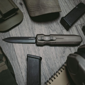 Cutit OTF automat SOG Pentagon OTF FDE 15-61-02-57, lama dubla Cryo CPM S35VN, Dynamic Locking System, Flat Dark Earth, Premium Tactical Knife - Img 11