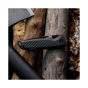 Cutit pliabil SOG Adventurer LB Blackout 13-11-01-43, lama Drop Point CRYO 5Cr15MoV Black TiNi, Lockback, maner GRN Black, EDC Outdoor - Img 9
