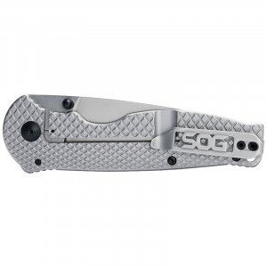 Cutit pliabil SOG Flash FL 14-18-01-57, lama Drop Point 8Cr13MoV, Frame Lock, maner integral din otel inoxidabil, EDC Folder - Img 5