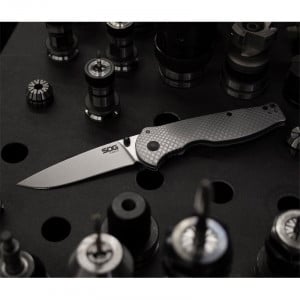 Cutit pliabil SOG Flash FL 14-18-01-57, lama Drop Point 8Cr13MoV, Frame Lock, maner integral din otel inoxidabil, EDC Folder - Img 15