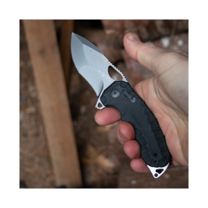 Cutit pliabil SOG Kiku XR LTE Black 12-37-04-57, lama Drop Point CRYO CTS XHP Titanium Nitride, XR Lock, Thumb Stud, maner Black Micarta cu liner-e Carbon Fiber, EDC Outdoor - Img 8