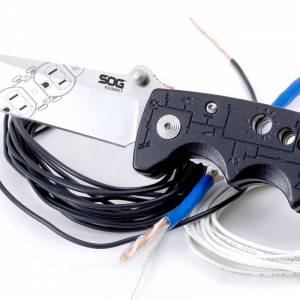 Cutit pliabil SOG Kilowatt EL01-CP, lama AUS-8, stripper cabluri integrat, Liner Lock, cutit electrician EDC - Img 10