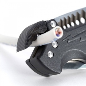 Cutit pliabil SOG Kilowatt EL01-CP, lama AUS-8, stripper cabluri integrat, Liner Lock, cutit electrician EDC - Img 18
