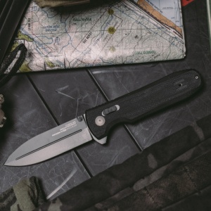 Cutit pliabil SOG Pentagon XR LTE Black 12-61-05-57, lama Spear Point CTS XHP Black TiNi, XR Lock, Flipper, maner G10 Black cu liner-e Carbon Fiber, EDC Tactical - Img 9
