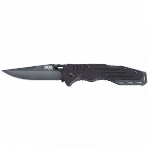 Cutit pliabil SOG Salute Black FF11-CP, lama 8Cr13MoV Black Oxide, Lockback, maner G10, EDC Tactical Folder - Img 2