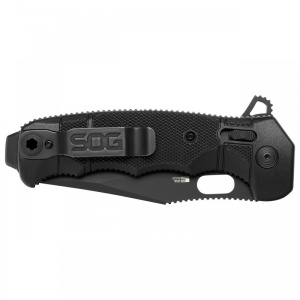 Cutit pliabil SOG SEAL XR Black 12-21-02-57, lama Clip Point CPM S35VN Black Cerakote, XR Lock, Flipper, Thumb Stud, maner GRN Black, Made in USA - Img 4