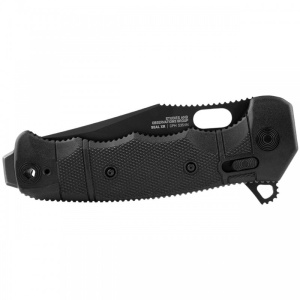 Cutit pliabil SOG SEAL XR Serrated 12-21-05-57, lama Clip Point CPM S35VN Black TiNi Partial Serrated, XR Lock, Flipper, maner GRN Black, Made in USA - Img 4