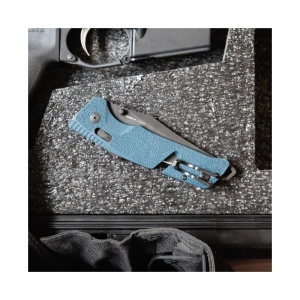 Cutit pliabil SOG Trident AT Uniform Blue Serrated 11-12-10-41, lama Clip Point CRYO D2 partial zimtata, deschidere asistata, AT-XR Lock, taietor de centura, spargator geam, maner GRN Uniform Blue - Img 9
