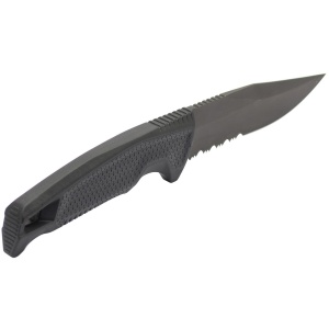 Cutit tactic SOG Recondo FX Black Serrated, otel CRYO 440C, lama partial zimtata 117 mm