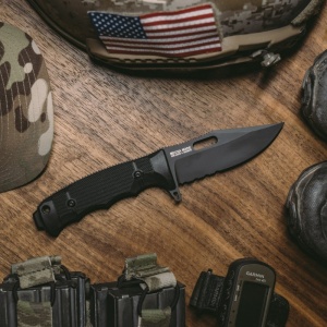 Cutit tactic SOG SEAL FX Serrated, otel CRYO CPM S35VN, lama partial zimtata 109 mm - Img 11