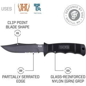 Cutit tactic SOG SEAL Pup Black, otel AUS-8, lama partial zimtata 120 mm - Img 17