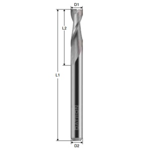 Freza cu 2 caneluri, Datron 0068620, 2.0x3.175mm - Img 3
