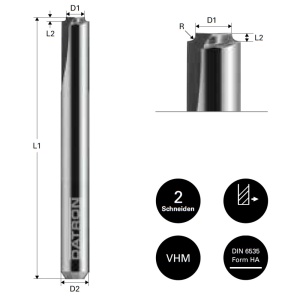 Freza cu 2 caneluri, Datron 00784914, 1.4x0.3x3.0mm - Img 5