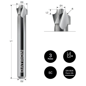 Freza cu 3 caneluri, Datron 00685715, 5.0x1.5x6.0mm - Img 4