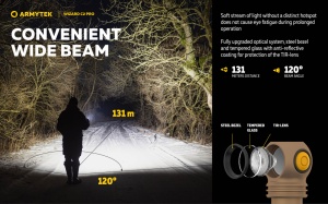 Lanterna frontala Armytek Wizard C2 Pro Sand White 2500 lm cu acumulator 18650 - Img 16