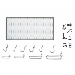 Panou perforat orizontal de 1000x500mm alb cu set de 40 carlige metalice/plastic - Img 2