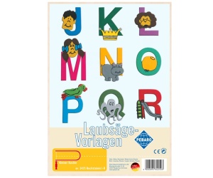 Sablon din lemn, "Literele J-R", pentru traforaj, dimensiunea A4, Pebaro