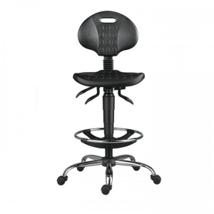 Scaun profesional 1290 PU ASYN cu inaltator si baza cromata - Img 1