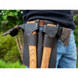 Set-AX1/AX2 Set topor si tesla cioplire lemn AX1 si AX2 cu teaca din piele, BeaverCraft - Img 4