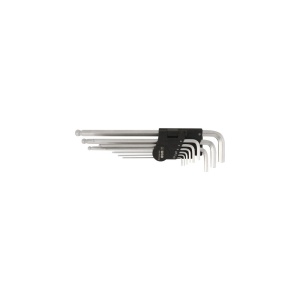Set chei hexagonale lungi WGB 1,5-10 mm, 9 piese, capăt rotunjit cu bilă, crom-vanadiu, Ius Brasov