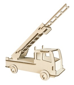 Set de constructie din lemn „Masina de pompieri”, debitat cu laser Pebaro