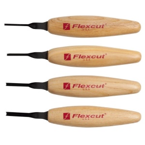 Set micro dalti adanci cu varf in V la 45° pentru sculptura in lemn, Flexcut